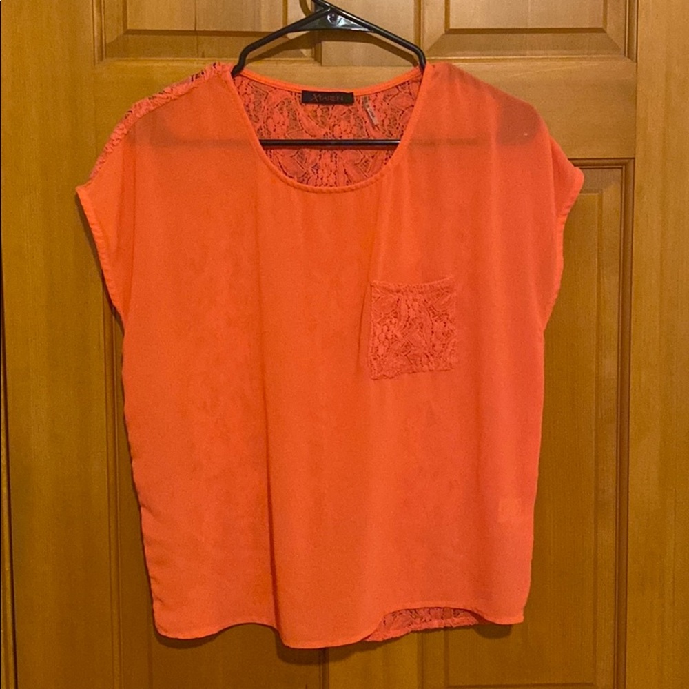 Coral short sleeve blouse